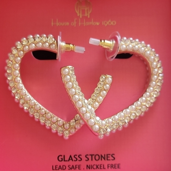 House of Harlow Glass Stones and Pearl Earrings NIB - Picture 1 of 4